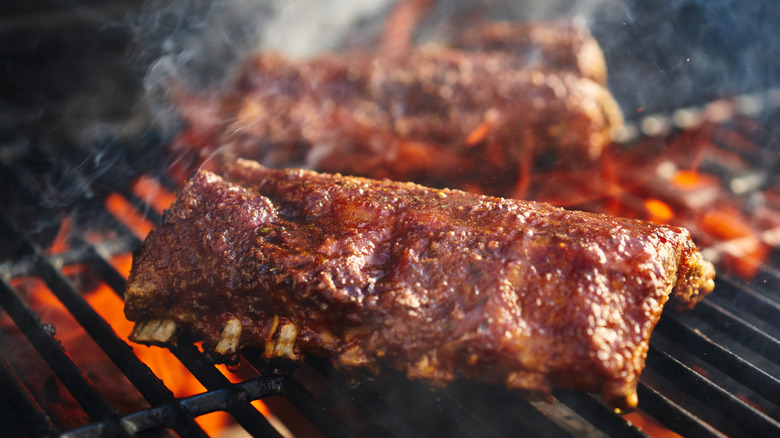 pork ribs on grill