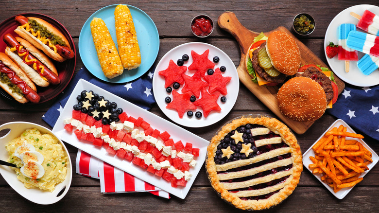 A table full of picnic food