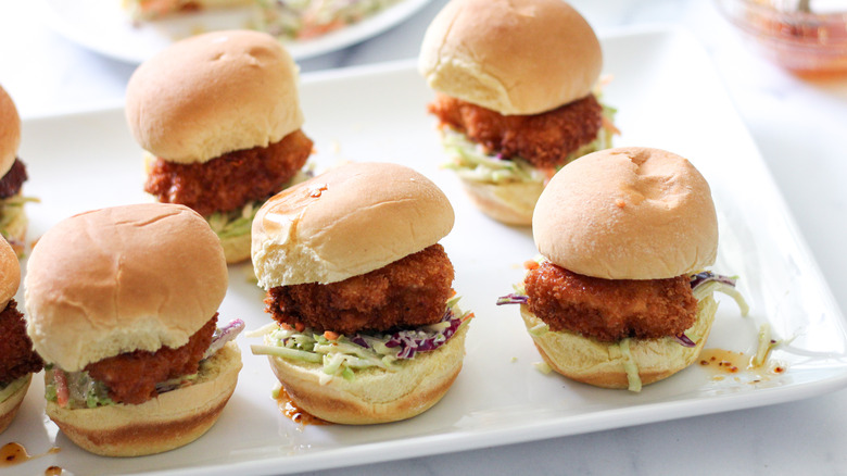 fried chicken hot honey sliders 