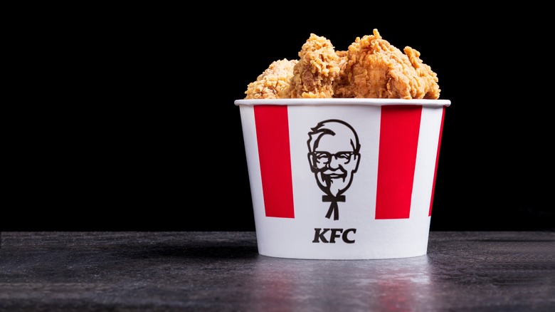 KFC bucket with fried chicken