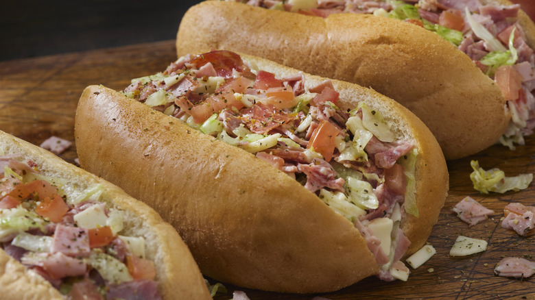 Three chopped Italian subs