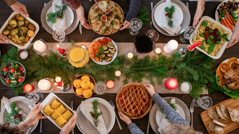 top-down holiday table view