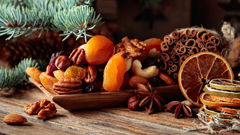 various fruits on holiday table