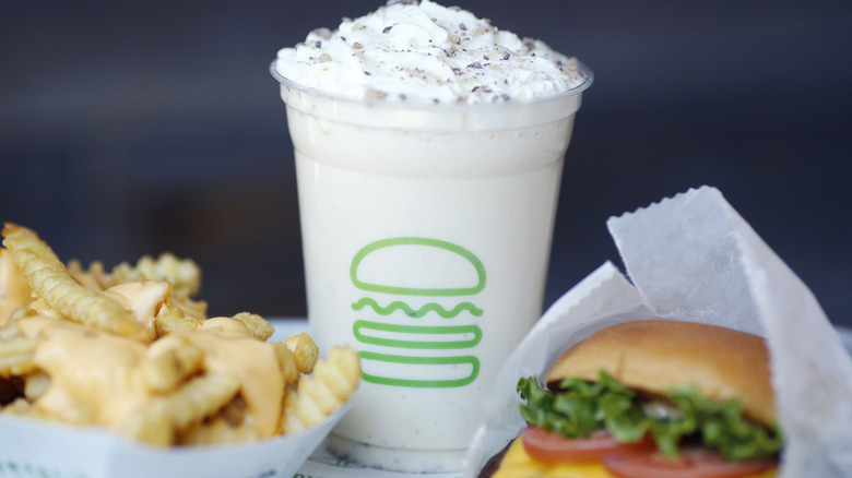 Shake Shack meal with milkshake