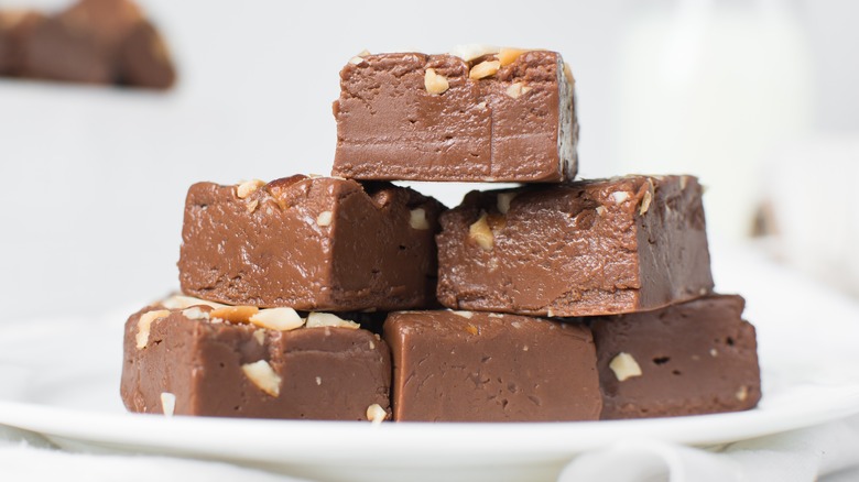 Fudge squares on plate