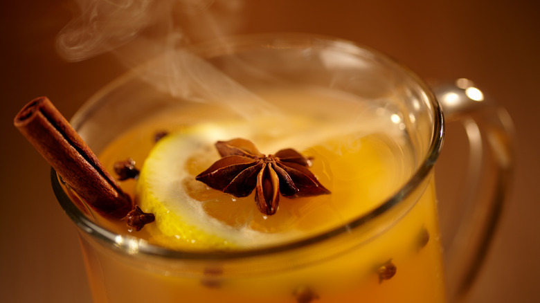 Mug of steaming apple cider