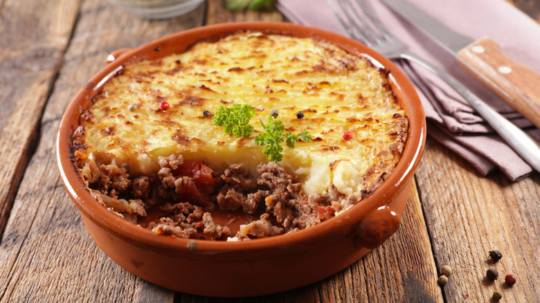 Shepherd's Pie in ceramic pan