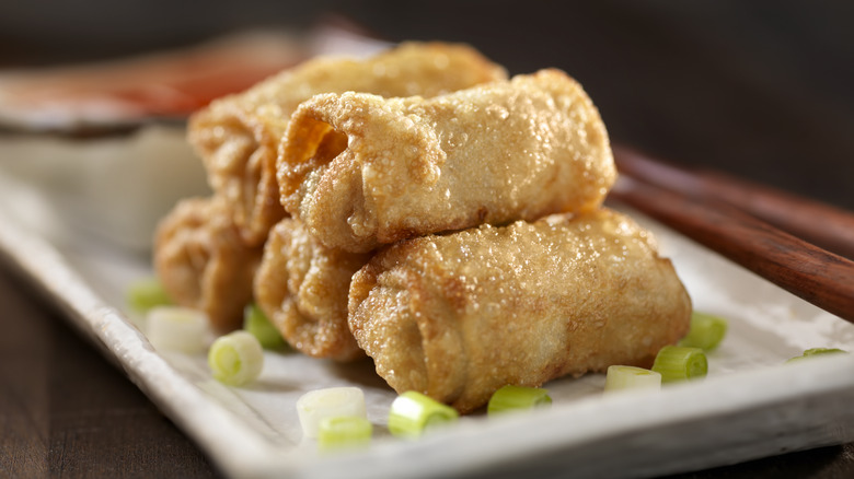 Plate of egg rolls