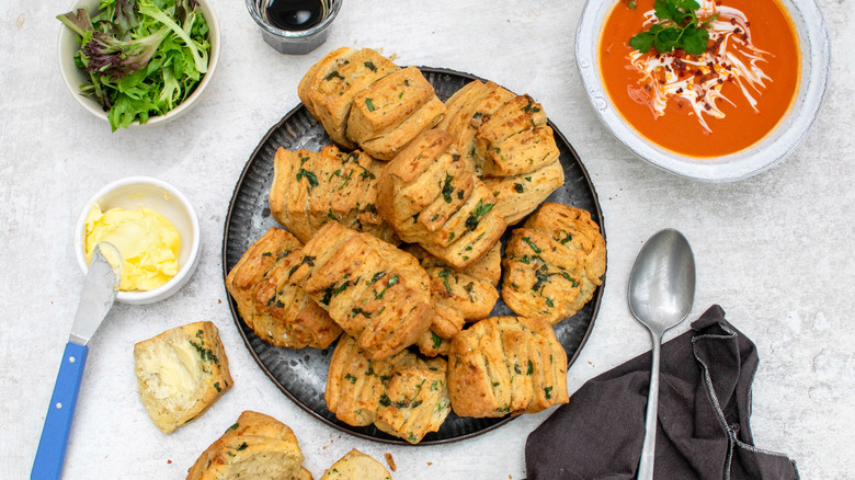 buttery garlic and herb fan roll platter