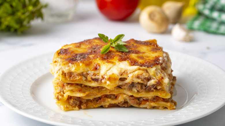 lasagna slice close up