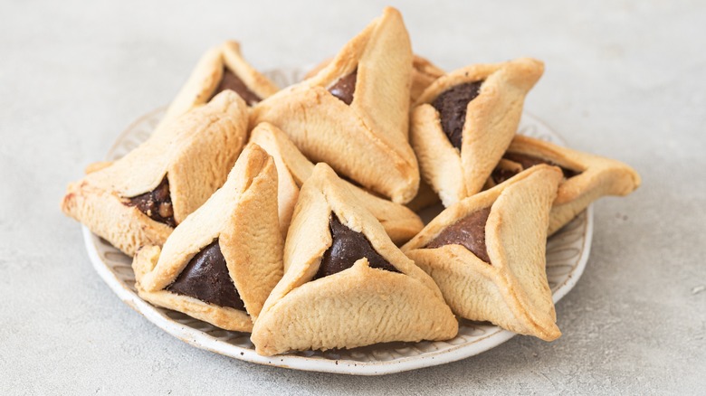 plate of hamantaschen cookies