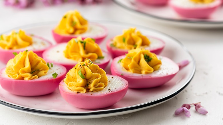 pink hard boiled eggs