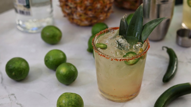 spicy pineapple shrub margarita