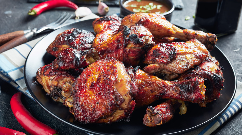 Plate of jerk chicken