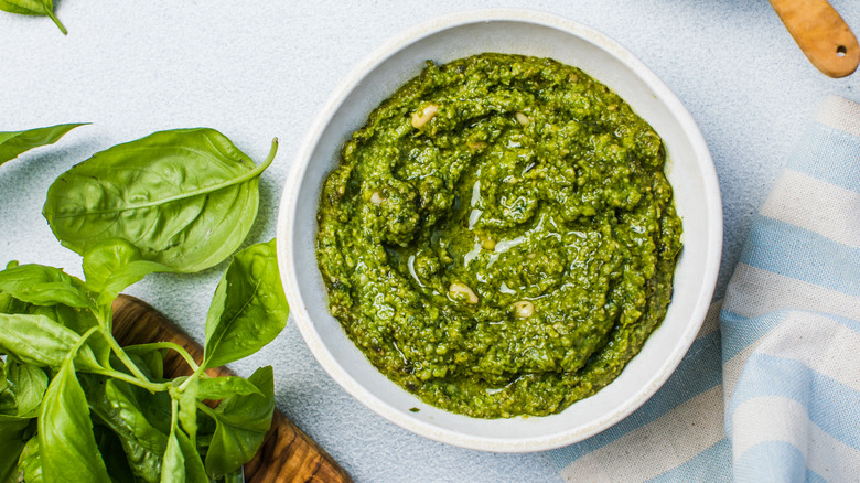 Bowl of fresh pesto