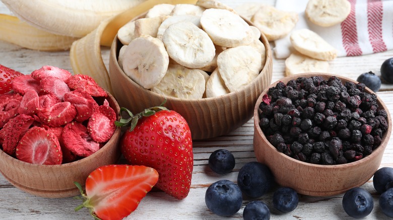 freeze-dried fruit in a bowls