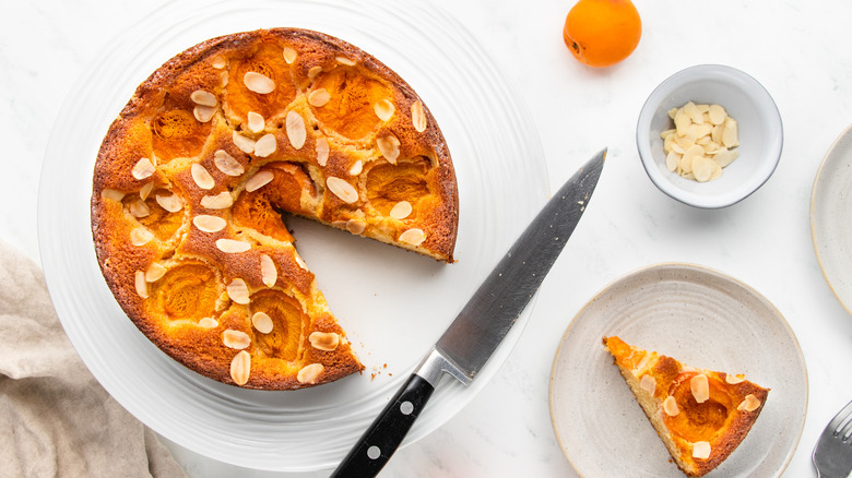 sliced apricot almond cake 