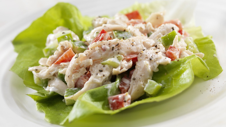 chicken salad on lettuce