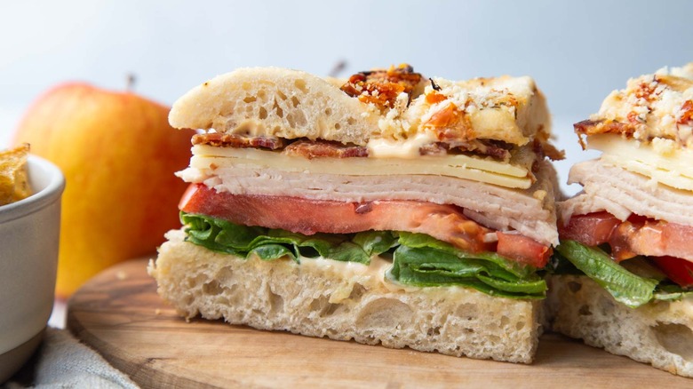 turkey sandwich on focaccia