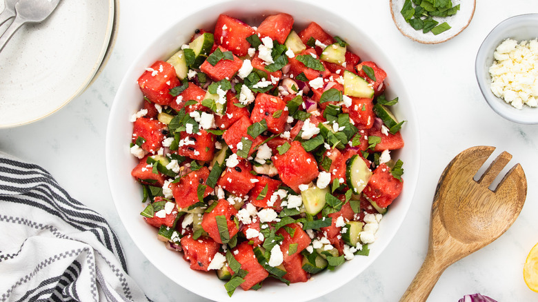 bowl of watermelon salad