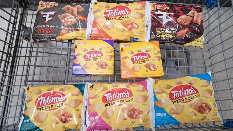 packages of Totino's pizza rolls