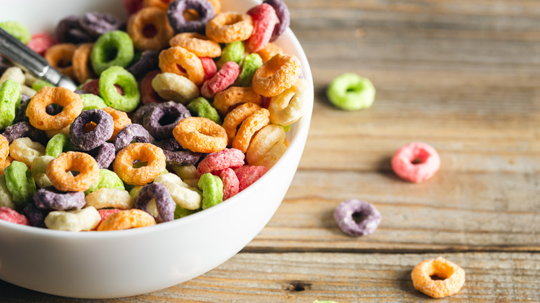 bowl of colorful cereal