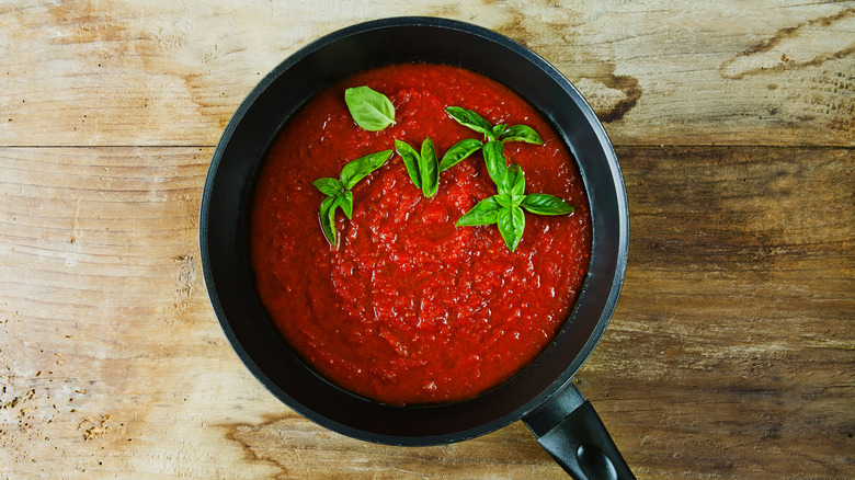 Marinara sauce in pot