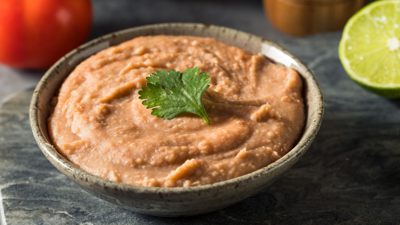 refried beans in bowl