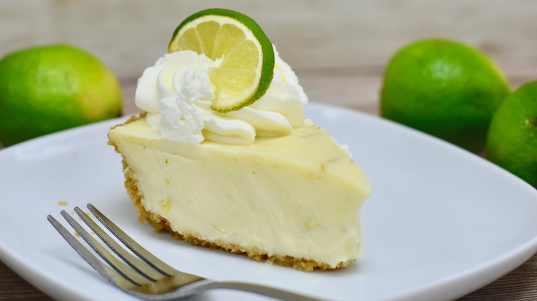 Slice of key lime pie