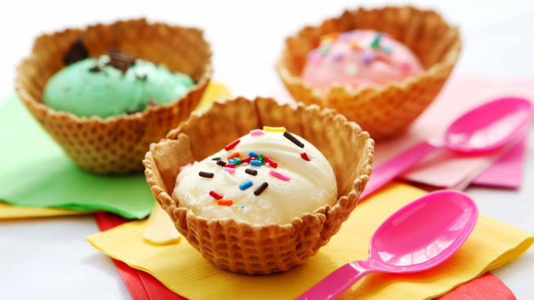 Waffle cone ice cream bowls