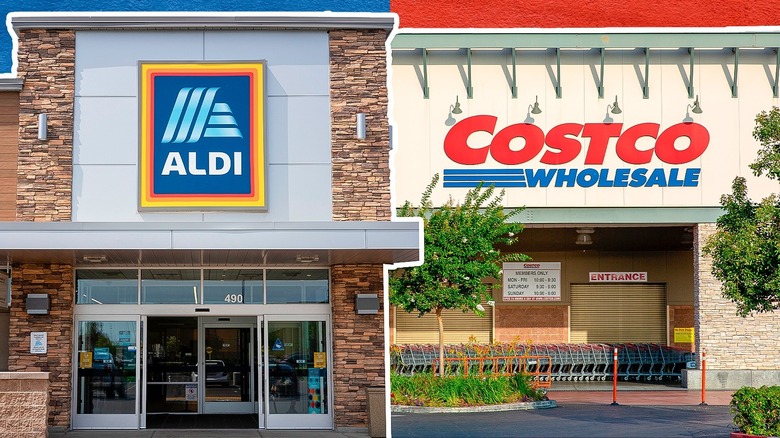 Aldi and Costco storefronts