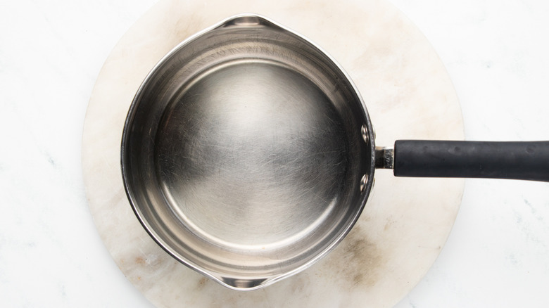 oil heating in saucepan