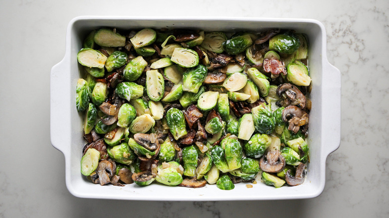 Brussels sprouts and mushrooms