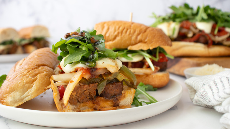 meatloaf vegetable sandwich on plate