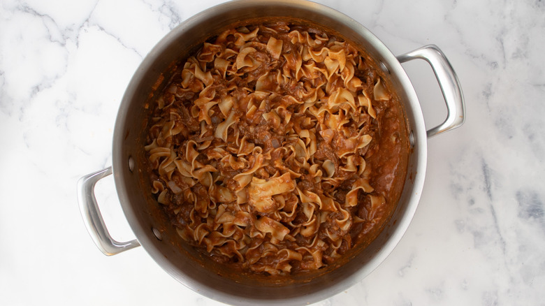 noodles in saucy beef mixture