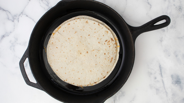 quesadilla in skillet