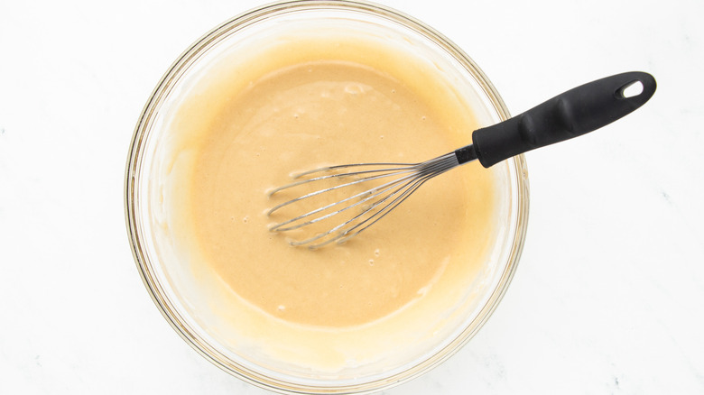 muffin batter in mixing bowl