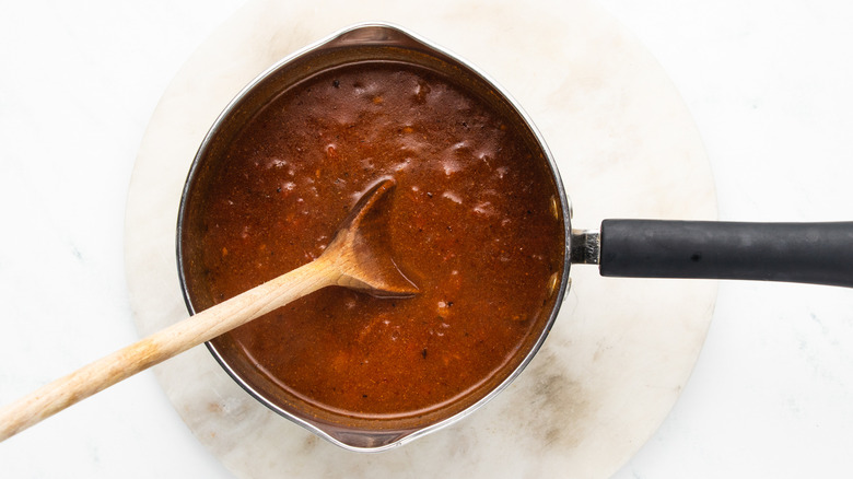 red sauce in saucepan