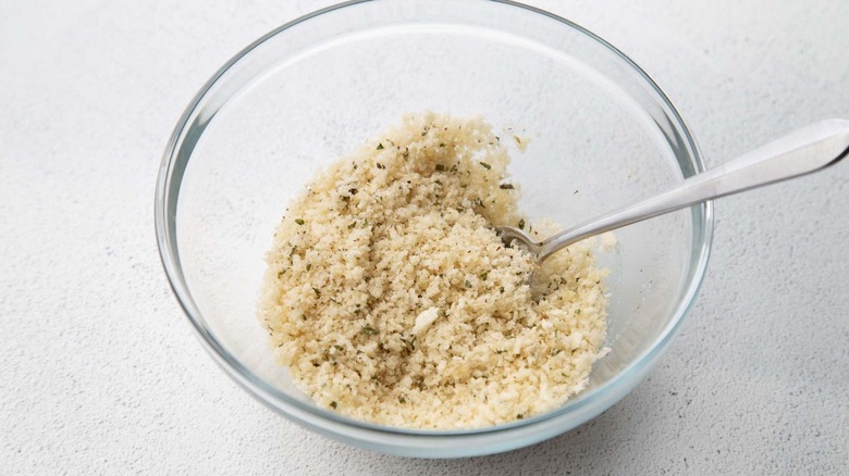 breadcrumb mixture in a bowl