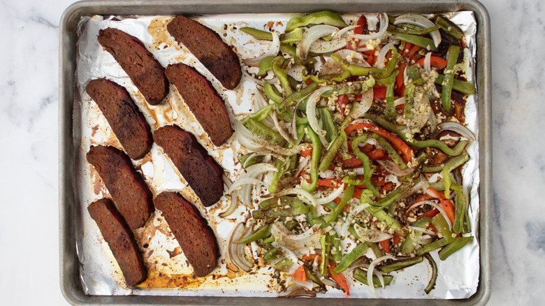 roasted meatloaf and vegetables