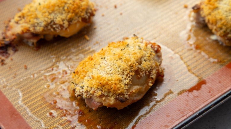 crispy topped chicken thighs