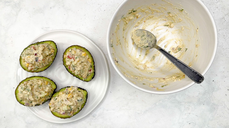 stuffing avocados