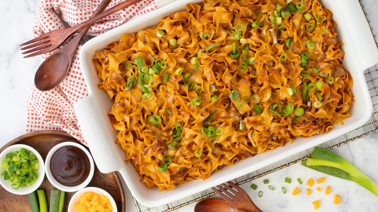 cheesy bbq beef casserole dish