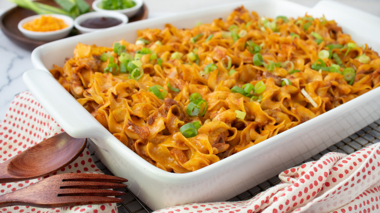 cheesy bbq beef casserole dish